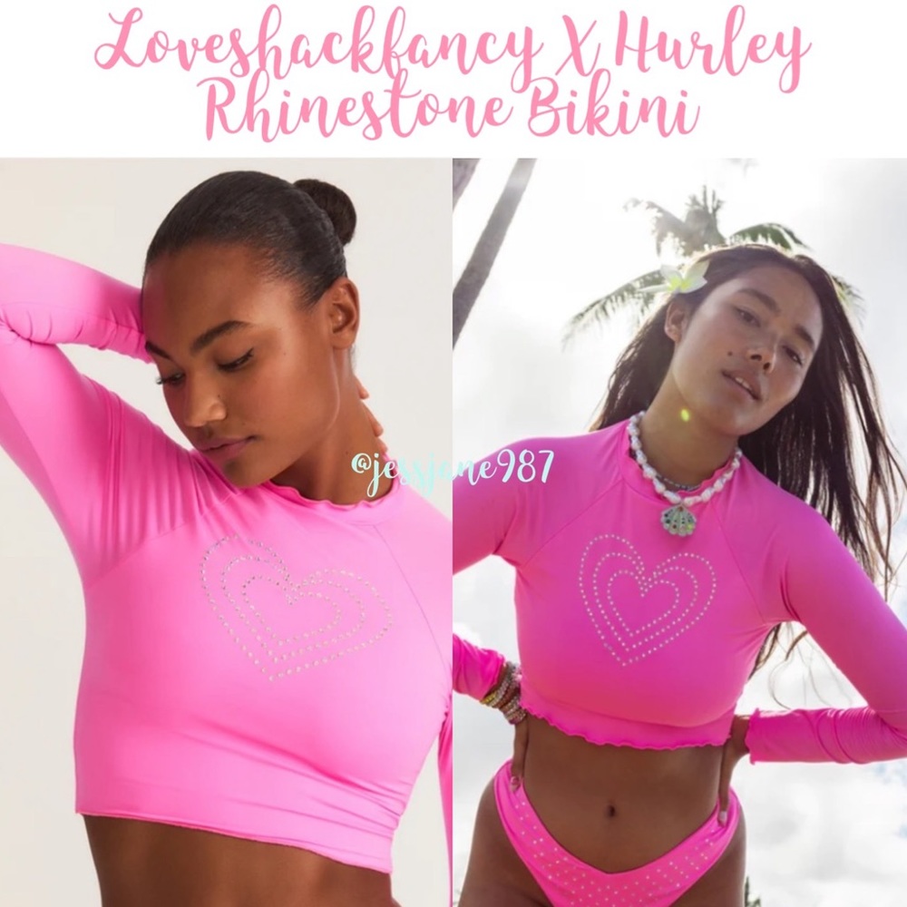Love shack fancy x Hurley Rash guard Rhinestone Heart M